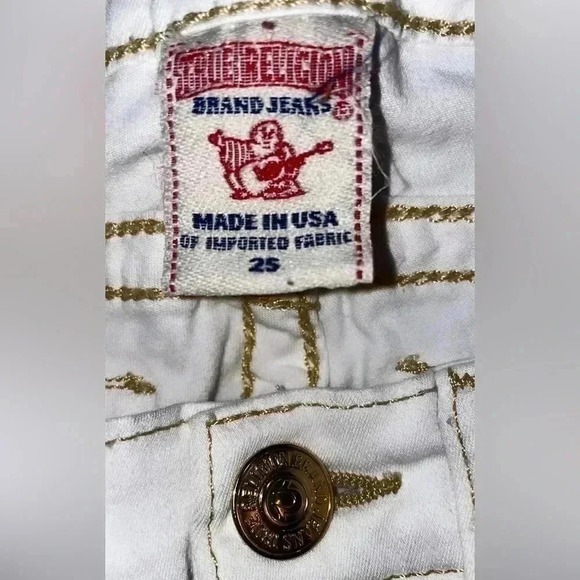 True religion “Serena” skinny  white and gold jeans 25 - Picture 4 of 5